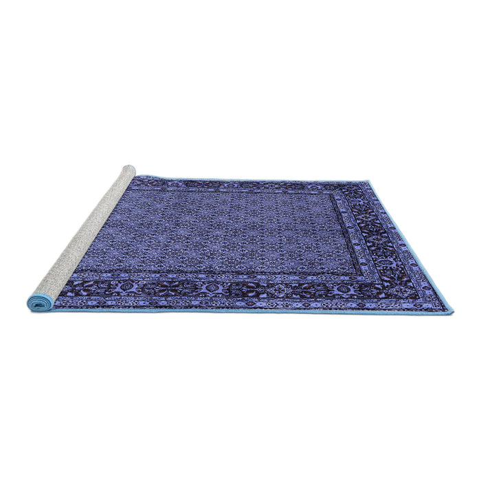 Sideview of Machine Washable Persian Blue Traditional Rug, wshtr207blu