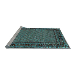 Sideview of Machine Washable Persian Light Blue Traditional Rug, wshtr207lblu