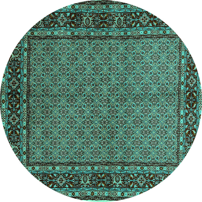 Round Machine Washable Persian Turquoise Traditional Area Rugs, wshtr207turq