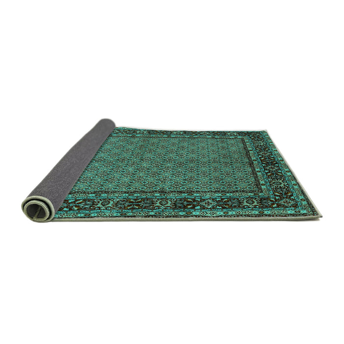 Sideview of Persian Turquoise Traditional Rug, tr207turq