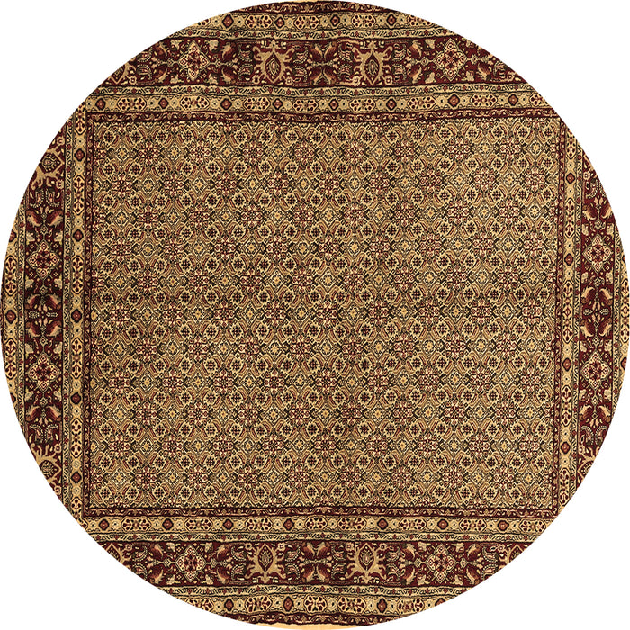 Round Persian Brown Traditional Rug, tr207brn