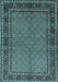 Machine Washable Persian Light Blue Traditional Rug, wshtr207lblu