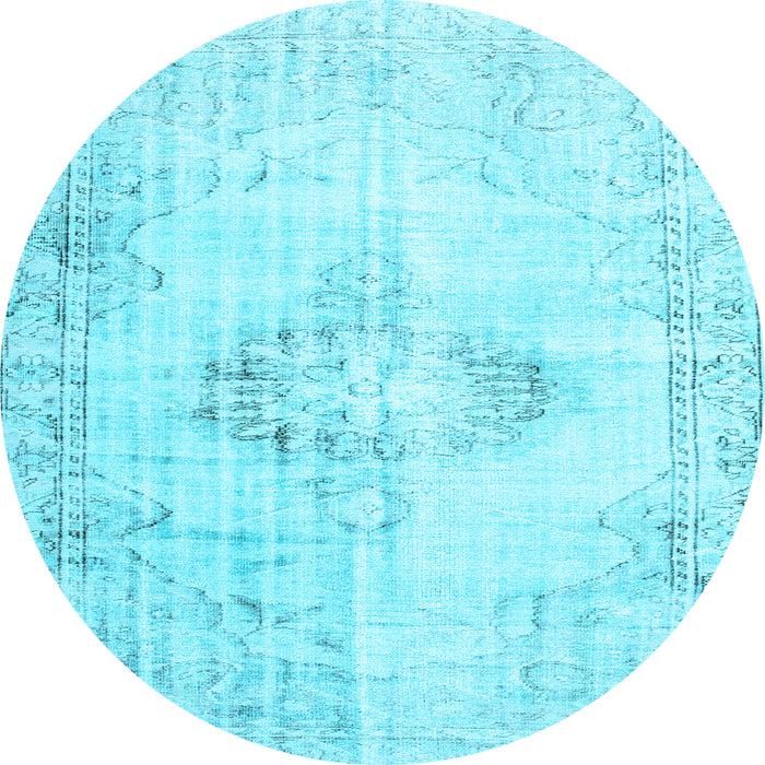 Round Machine Washable Persian Light Blue Traditional Rug, wshtr2080lblu