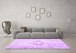 Machine Washable Persian Purple Traditional Area Rugs in a Living Room, wshtr2080pur