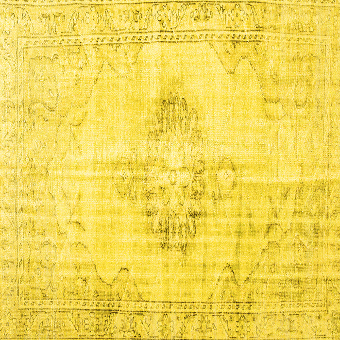 Square Machine Washable Persian Yellow Traditional Rug, wshtr2080yw