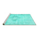 Sideview of Machine Washable Persian Turquoise Traditional Area Rugs, wshtr2080turq