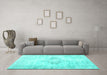 Machine Washable Persian Turquoise Traditional Area Rugs in a Living Room,, wshtr2080turq