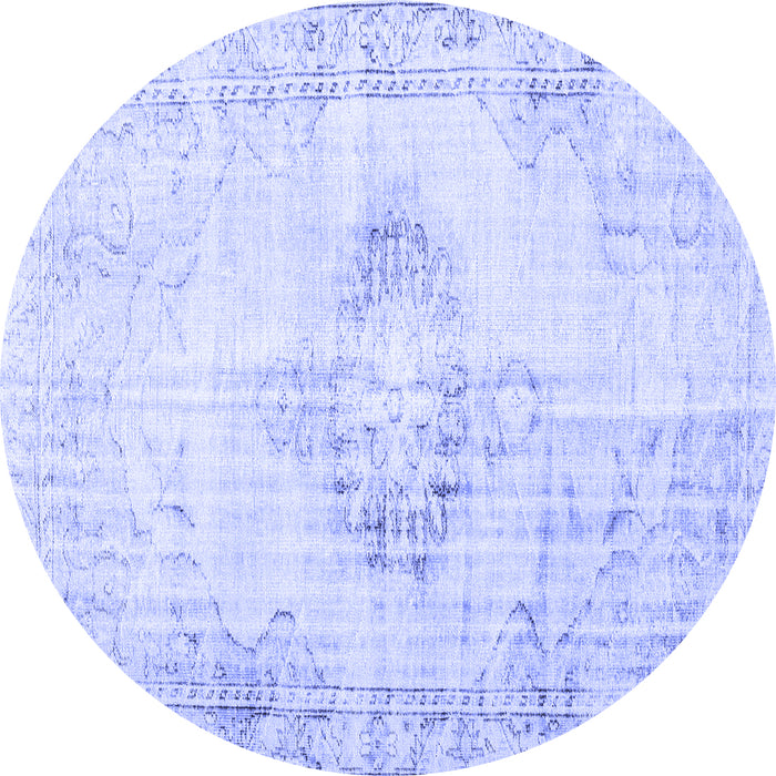 Round Machine Washable Persian Blue Traditional Rug, wshtr2080blu