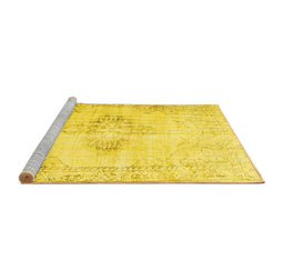Sideview of Machine Washable Persian Yellow Traditional Rug, wshtr2080yw