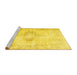 Sideview of Machine Washable Persian Yellow Traditional Rug, wshtr2080yw