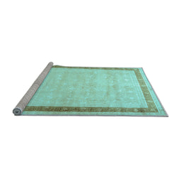 Sideview of Machine Washable Persian Light Blue Traditional Rug, wshtr2081lblu