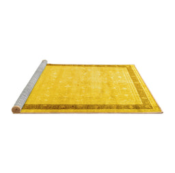 Sideview of Machine Washable Persian Yellow Traditional Rug, wshtr2081yw