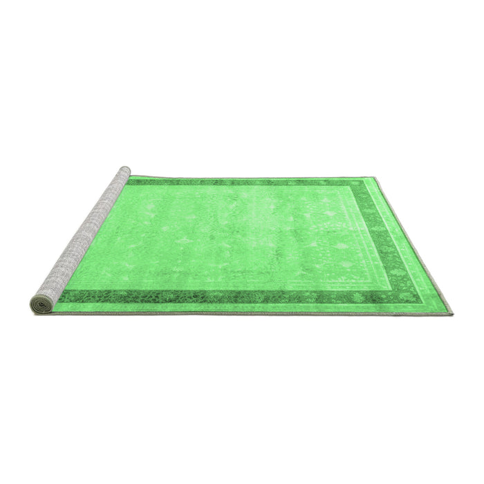 Sideview of Machine Washable Persian Emerald Green Traditional Area Rugs, wshtr2081emgrn