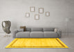 Machine Washable Persian Yellow Traditional Rug in a Living Room, wshtr2081yw