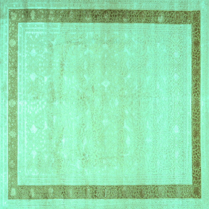 Square Machine Washable Persian Turquoise Traditional Area Rugs, wshtr2081turq