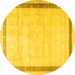 Round Persian Yellow Traditional Rug, tr2081yw