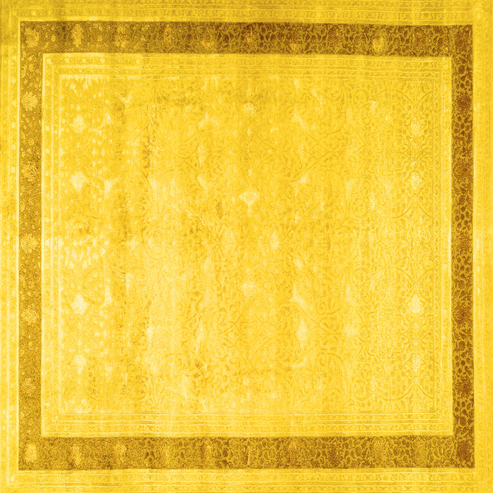 Square Machine Washable Persian Yellow Traditional Rug, wshtr2081yw