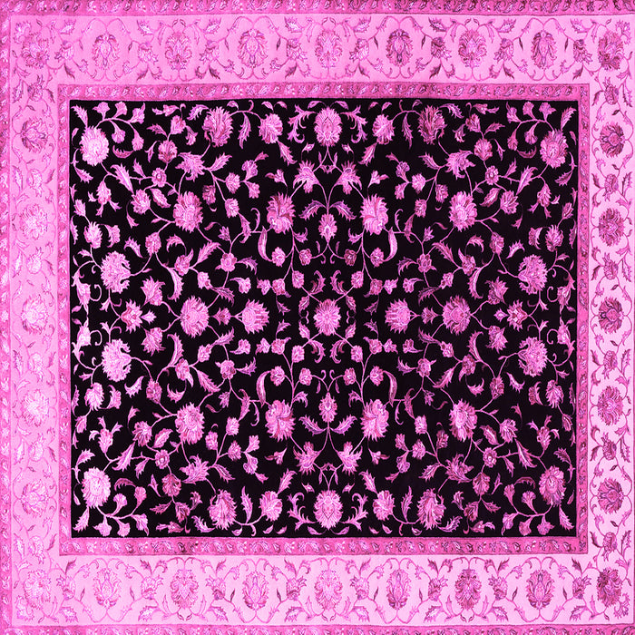 Square Machine Washable Persian Pink Traditional Rug, wshtr2082pnk