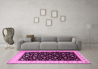 Machine Washable Persian Pink Traditional Rug, wshtr2082pnk