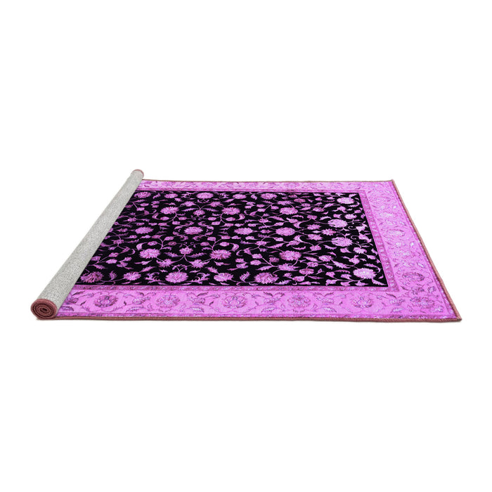Sideview of Machine Washable Persian Purple Traditional Area Rugs, wshtr2082pur