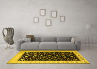 Machine Washable Persian Yellow Traditional Rug, wshtr2082yw