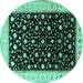Round Machine Washable Persian Turquoise Traditional Area Rugs, wshtr2082turq