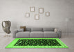 Machine Washable Persian Green Traditional Area Rugs in a Living Room,, wshtr2082grn