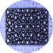 Round Machine Washable Persian Blue Traditional Rug, wshtr2082blu