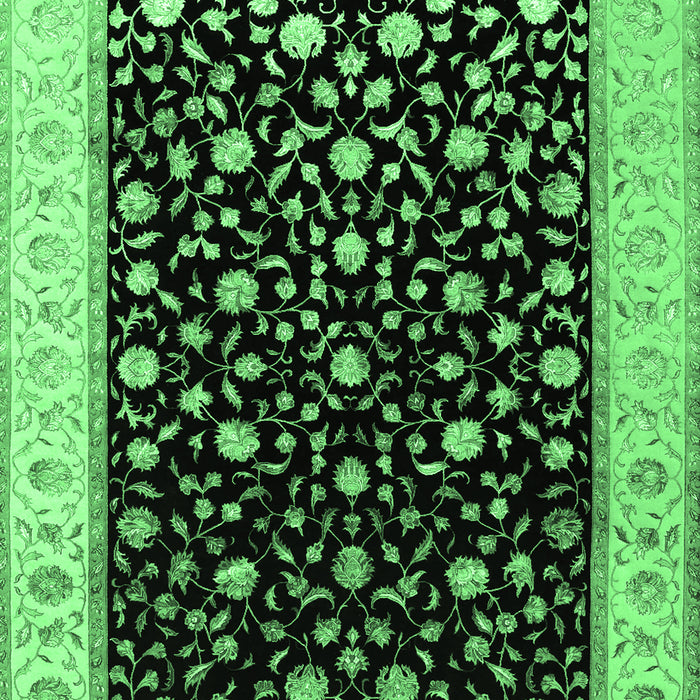 Machine Washable Persian Emerald Green Traditional Area Rugs, wshtr2082emgrn