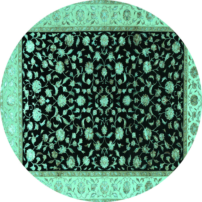 Round Persian Turquoise Traditional Rug, tr2082turq