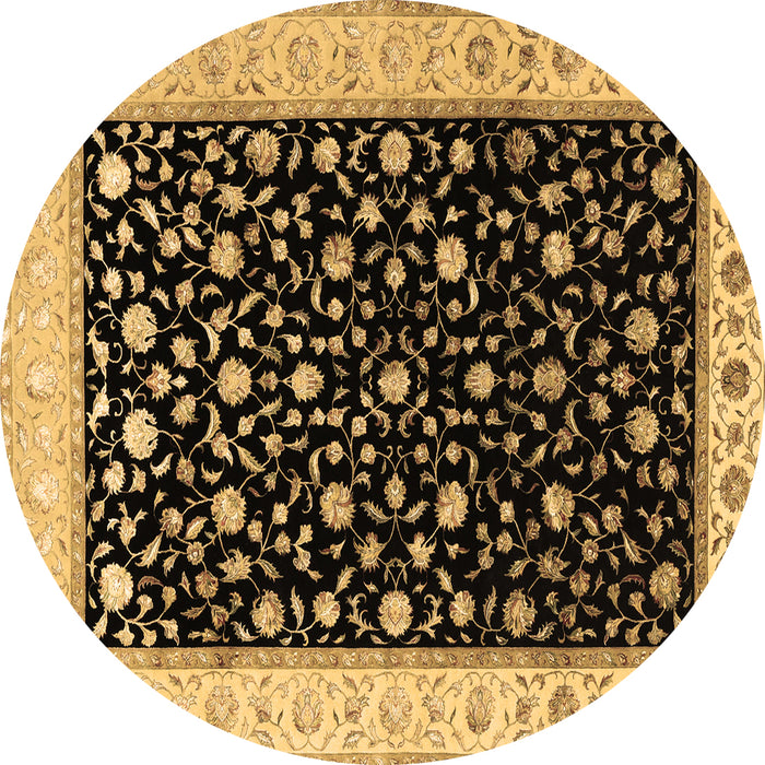 Round Persian Brown Traditional Rug, tr2082brn