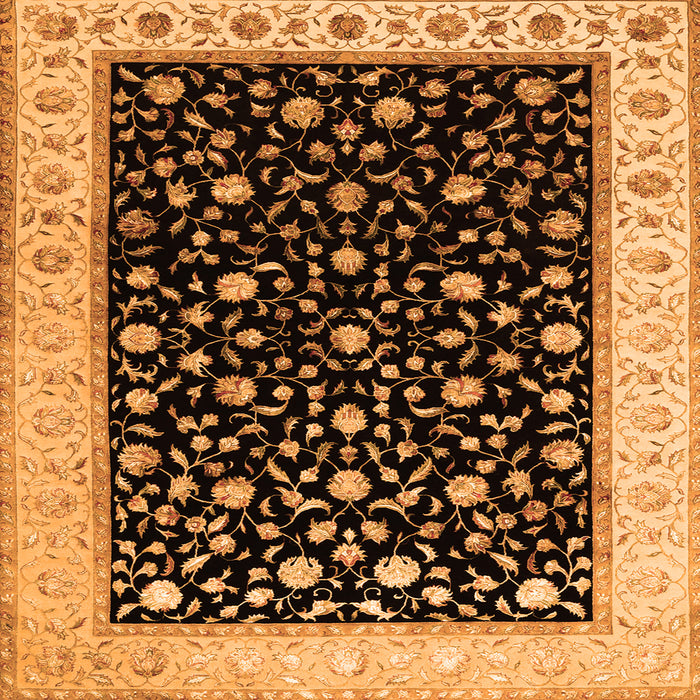 Round Machine Washable Persian Orange Traditional Area Rugs, wshtr2082org