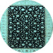 Round Machine Washable Persian Light Blue Traditional Rug, wshtr2082lblu