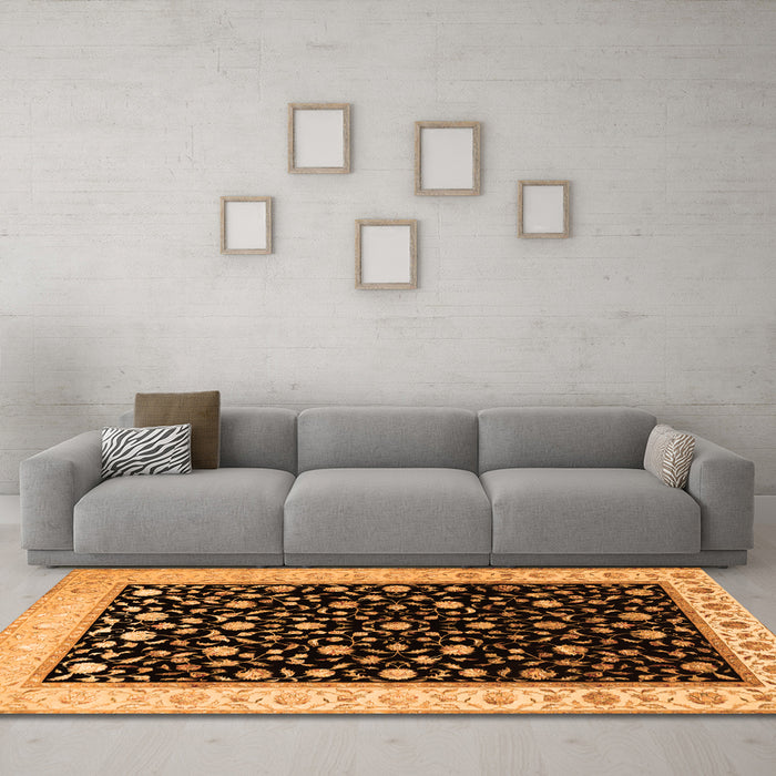 Machine Washable Persian Orange Traditional Area Rugs in a Living Room, wshtr2082org