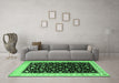 Machine Washable Persian Emerald Green Traditional Area Rugs in a Living Room,, wshtr2082emgrn