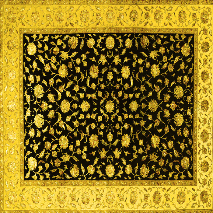 Square Machine Washable Persian Yellow Traditional Rug, wshtr2082yw