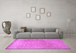 Machine Washable Persian Purple Traditional Area Rugs in a Living Room, wshtr2083pur