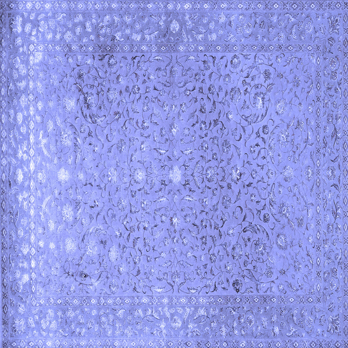 Square Machine Washable Persian Blue Traditional Rug, wshtr2083blu