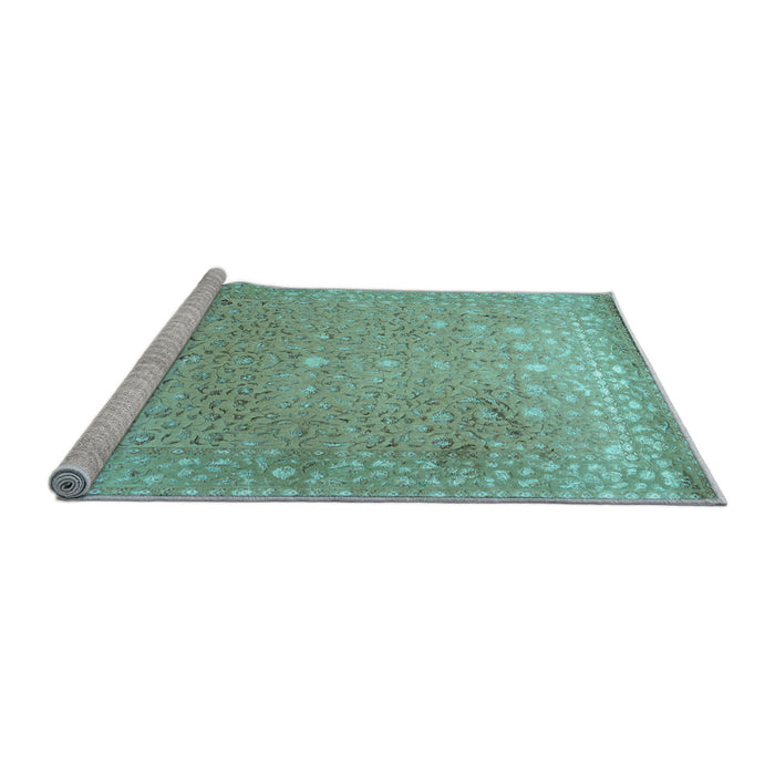 Sideview of Machine Washable Persian Light Blue Traditional Rug, wshtr2083lblu