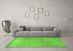 Machine Washable Persian Green Traditional Area Rugs in a Living Room,, wshtr2083grn