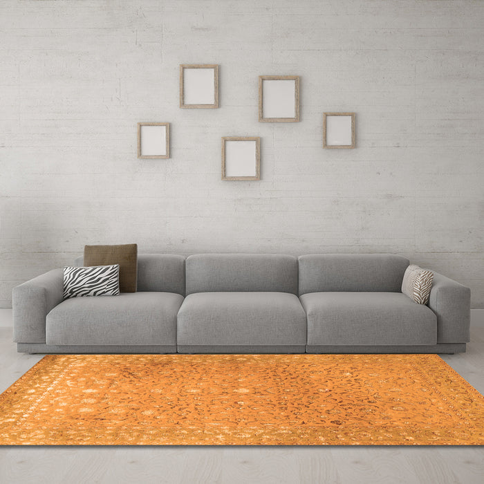 Machine Washable Persian Orange Traditional Area Rugs in a Living Room, wshtr2083org