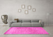 Machine Washable Persian Pink Traditional Rug in a Living Room, wshtr2083pnk