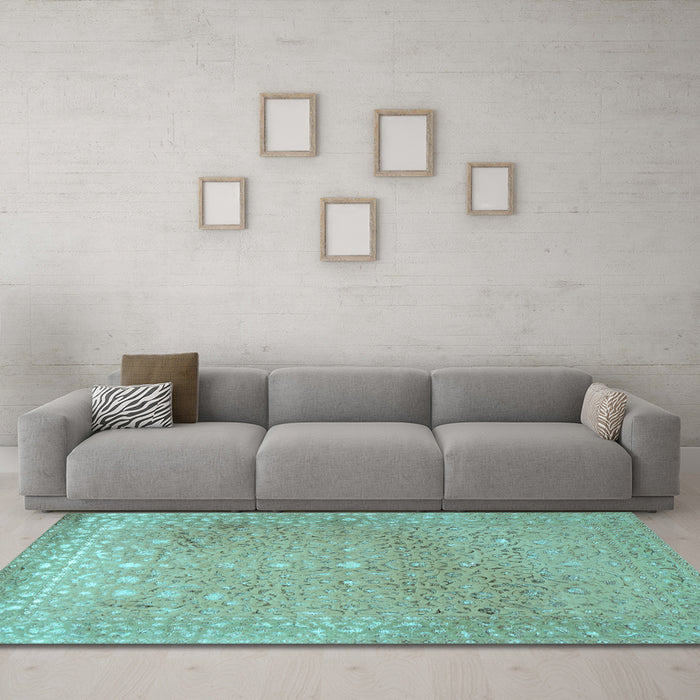 Machine Washable Persian Light Blue Traditional Rug in a Living Room, wshtr2083lblu