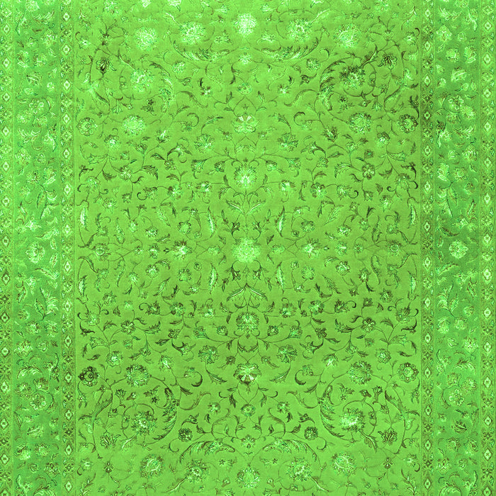 Serging Thickness of Machine Washable Persian Green Traditional Area Rugs, wshtr2083grn