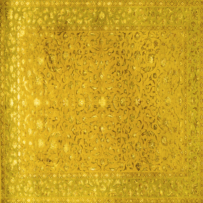 Square Machine Washable Persian Yellow Traditional Rug, wshtr2083yw