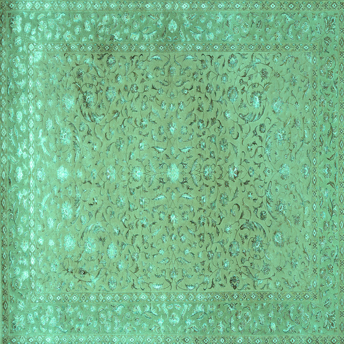 Square Machine Washable Persian Turquoise Traditional Area Rugs, wshtr2083turq