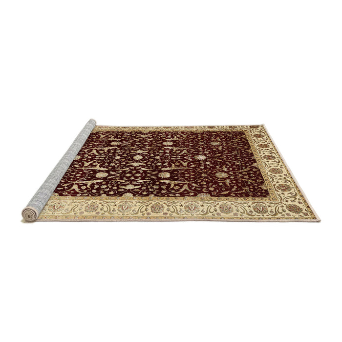 Sideview of Machine Washable Traditional Saffron Red Rug, wshtr2084