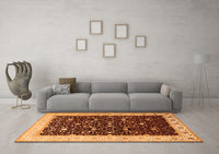 Machine Washable Persian Orange Traditional Rug, wshtr2084org