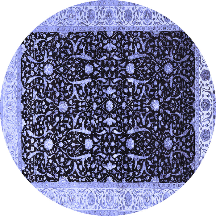 Round Machine Washable Persian Blue Traditional Rug, wshtr2084blu