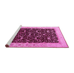 Sideview of Machine Washable Persian Pink Traditional Rug, wshtr2084pnk